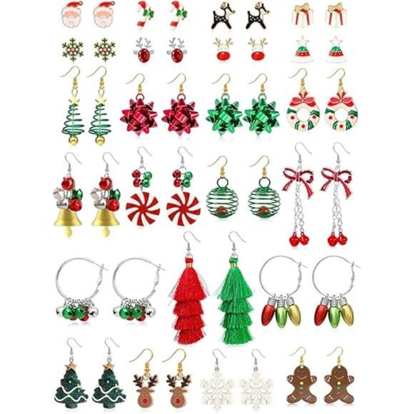 23 Pairs Christmas Earrings - Dangle & Stud Earring - Picture 7 of 7